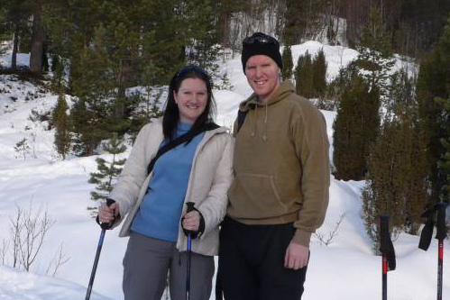 Two clients who went snow shoeing in Norway near to the Sognefjord