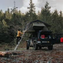 Jeep with tent open